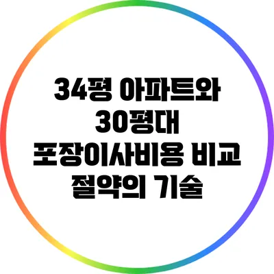 34평 아파트와 30평대 포장이사비용 비교: 절약의 기술