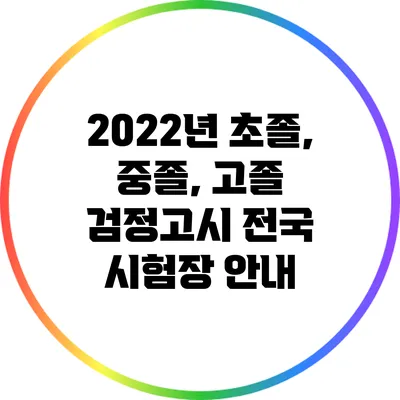 2022년 초졸, 중졸, 고졸 검정고시 전국 시험장 안내