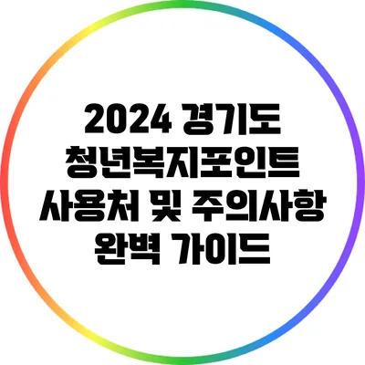2024 경기도 청년복지포인트 사용처 및 주의사항 완벽 가이드