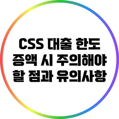 CSS 대출 한도 증액 시 주의해야 할 점과 유의사항