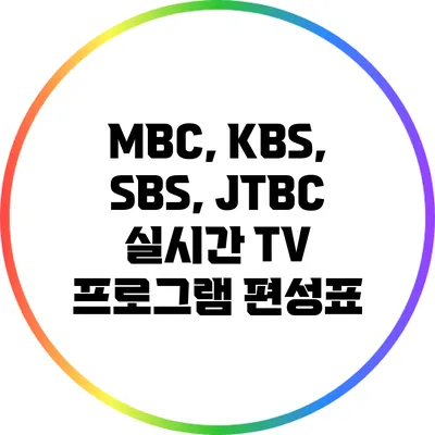 MBC, KBS, SBS, JTBC 실시간 TV 프로그램 편성표
