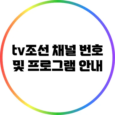tv조선 채널 번호 및 프로그램 안내