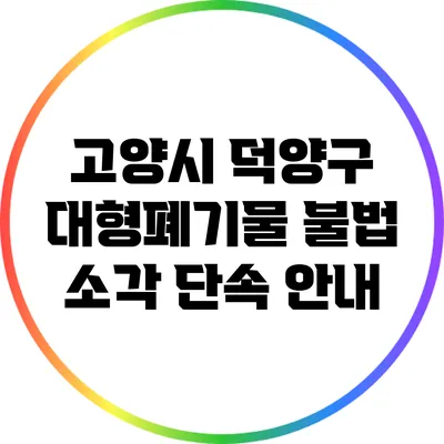고양시 덕양구 대형폐기물 불법 소각 단속 안내