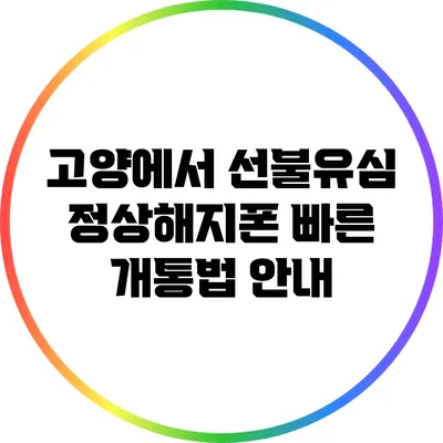 고양에서 선불유심 정상해지폰 빠른 개통법 안내