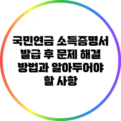 국민연금 소득증명서 발급 후 문제 해결 방법과 알아두어야 할 사항