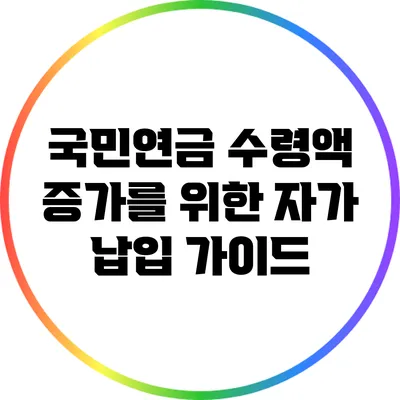 국민연금 수령액 증가를 위한 자가 납입 가이드