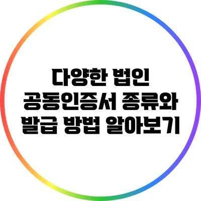 다양한 법인 공동인증서 종류와 발급 방법 알아보기