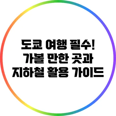 도쿄 여행 필수! 가볼 만한 곳과 지하철 활용 가이드