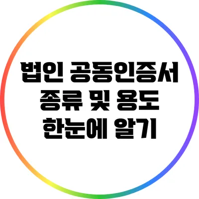 법인 공동인증서 종류 및 용도 한눈에 알기