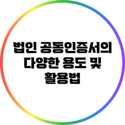 법인 공동인증서의 다양한 용도 및 활용법