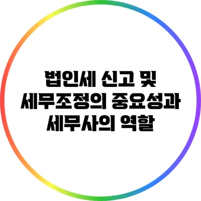 법인세 신고 및 세무조정의 중요성과 세무사의 역할