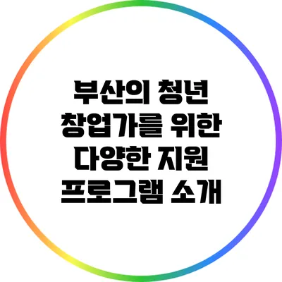 부산의 청년 창업가를 위한 다양한 지원 프로그램 소개