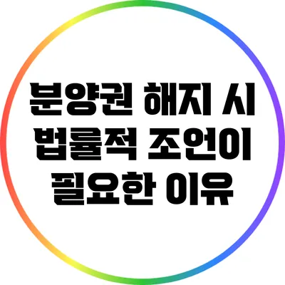 분양권 해지 시 법률적 조언이 필요한 이유
