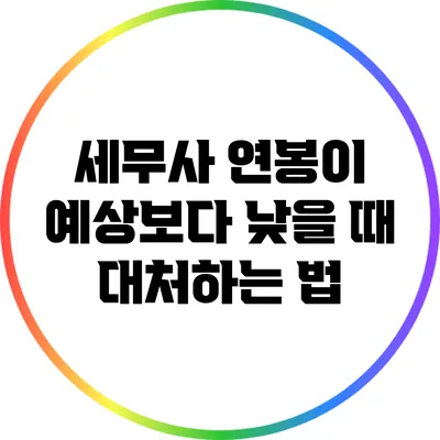 세무사 연봉이 예상보다 낮을 때 대처하는 법