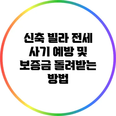신축 빌라 전세 사기 예방 및 보증금 돌려받는 방법