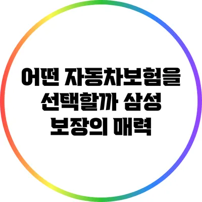 어떤 자동차보험을 선택할까? 삼성 보장의 매력