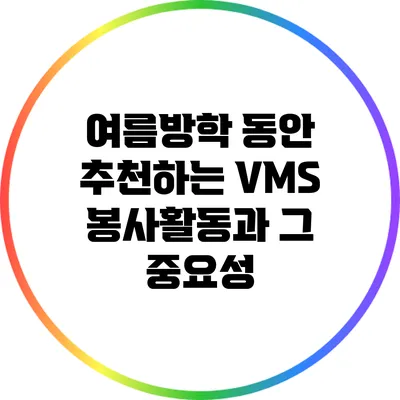 여름방학 동안 추천하는 VMS 봉사활동과 그 중요성