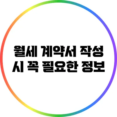 월세 계약서 작성 시 꼭 필요한 정보