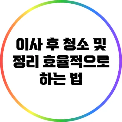 이사 후 청소 및 정리: 효율적으로 하는 법