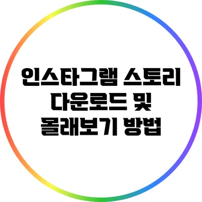 인스타그램 스토리 다운로드 및 몰래보기 방법