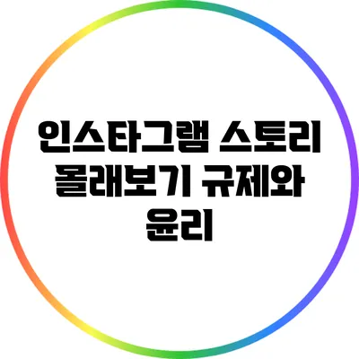 인스타그램 스토리 몰래보기: 규제와 윤리