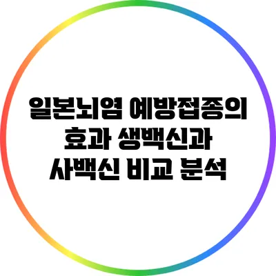 일본뇌염 예방접종의 효과: 생백신과 사백신 비교 분석