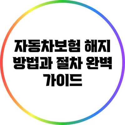 자동차보험 해지 방법과 절차 완벽 가이드