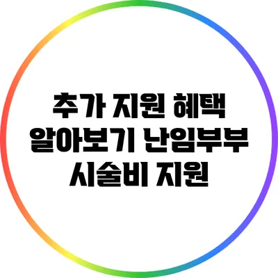 추가 지원 혜택 알아보기: 난임부부 시술비 지원