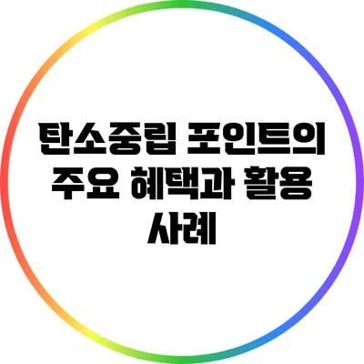 탄소중립 포인트의 주요 혜택과 활용 사례