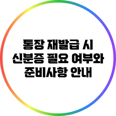 통장 재발급 시 신분증 필요 여부와 준비사항 안내