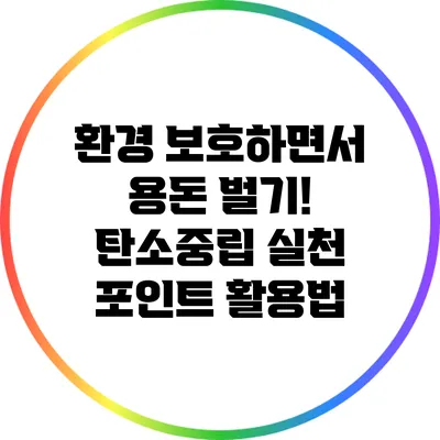 환경 보호하면서 용돈 벌기! 탄소중립 실천 포인트 활용법