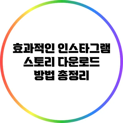 효과적인 인스타그램 스토리 다운로드 방법 총정리