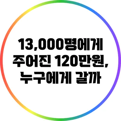 13,000명에게 주어진 120만원, 누구에게 갈까?