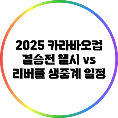 2025 카라바오컵 결승전 첼시 vs 리버풀 생중계 일정
