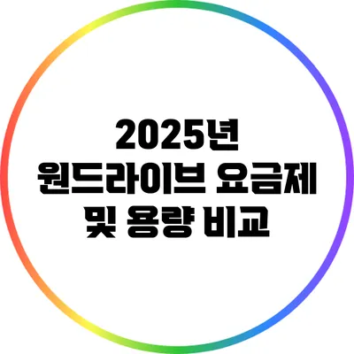 2025년 원드라이브 요금제 및 용량 비교