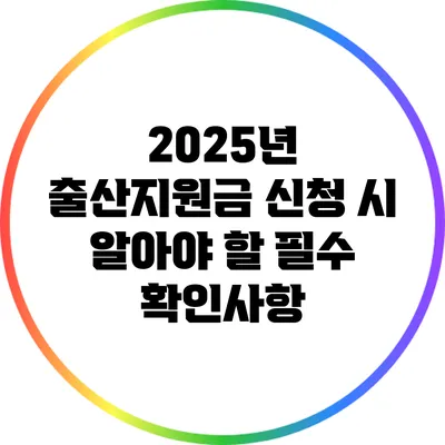 2025년 출산지원금 신청 시 알아야 할 필수 확인사항