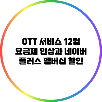 OTT 서비스 12월 요금제 인상과 네이버 플러스 멤버십 할인