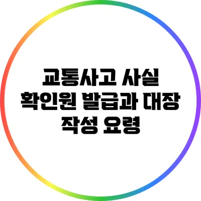 교통사고 사실 확인원 발급과 대장 작성 요령