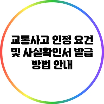 교통사고 인정 요건 및 사실확인서 발급 방법 안내