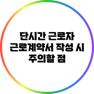단시간 근로자 근로계약서 작성 시 주의할 점