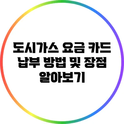 도시가스 요금 카드 납부 방법 및 장점 알아보기