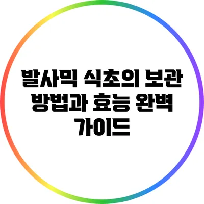 발사믹 식초의 보관 방법과 효능 완벽 가이드