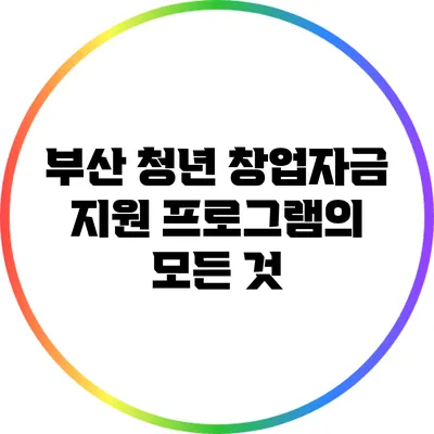 부산 청년 창업자금 지원 프로그램의 모든 것