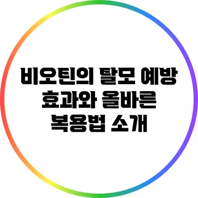 비오틴의 탈모 예방 효과와 올바른 복용법 소개