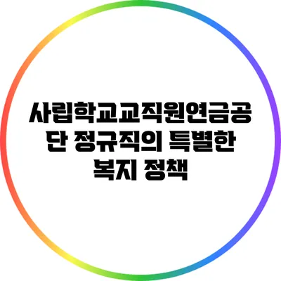사립학교교직원연금공단 정규직의 특별한 복지 정책