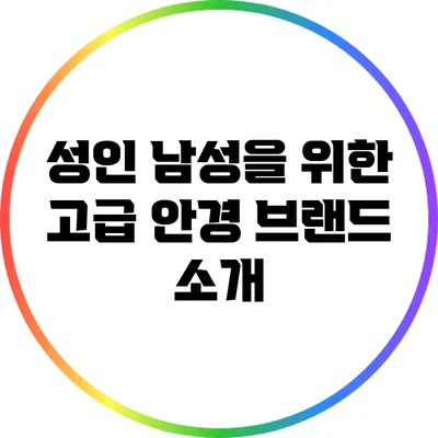 성인 남성을 위한 고급 안경 브랜드 소개