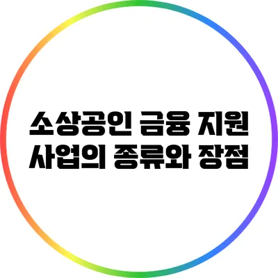 소상공인 금융 지원 사업의 종류와 장점