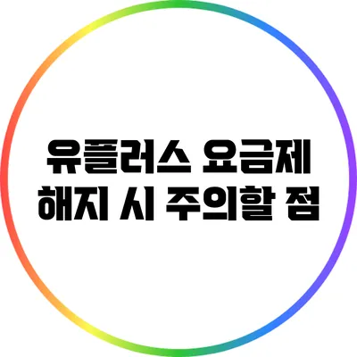 유플러스 요금제 해지 시 주의할 점