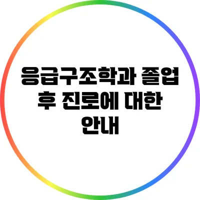 응급구조학과 졸업 후 진로에 대한 안내