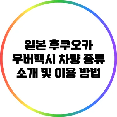 일본 후쿠오카 우버택시 차량 종류 소개 및 이용 방법